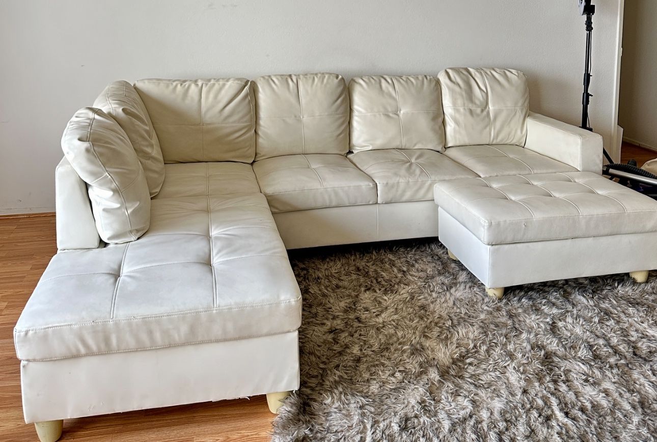 White faux Leather Couch