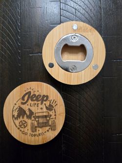 ​🚙💨 Custom "Jeep Life" Magnetic Bamboo Bottle Openers! 🍻