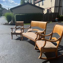 Vintage loveseat with rocking chair & armchair