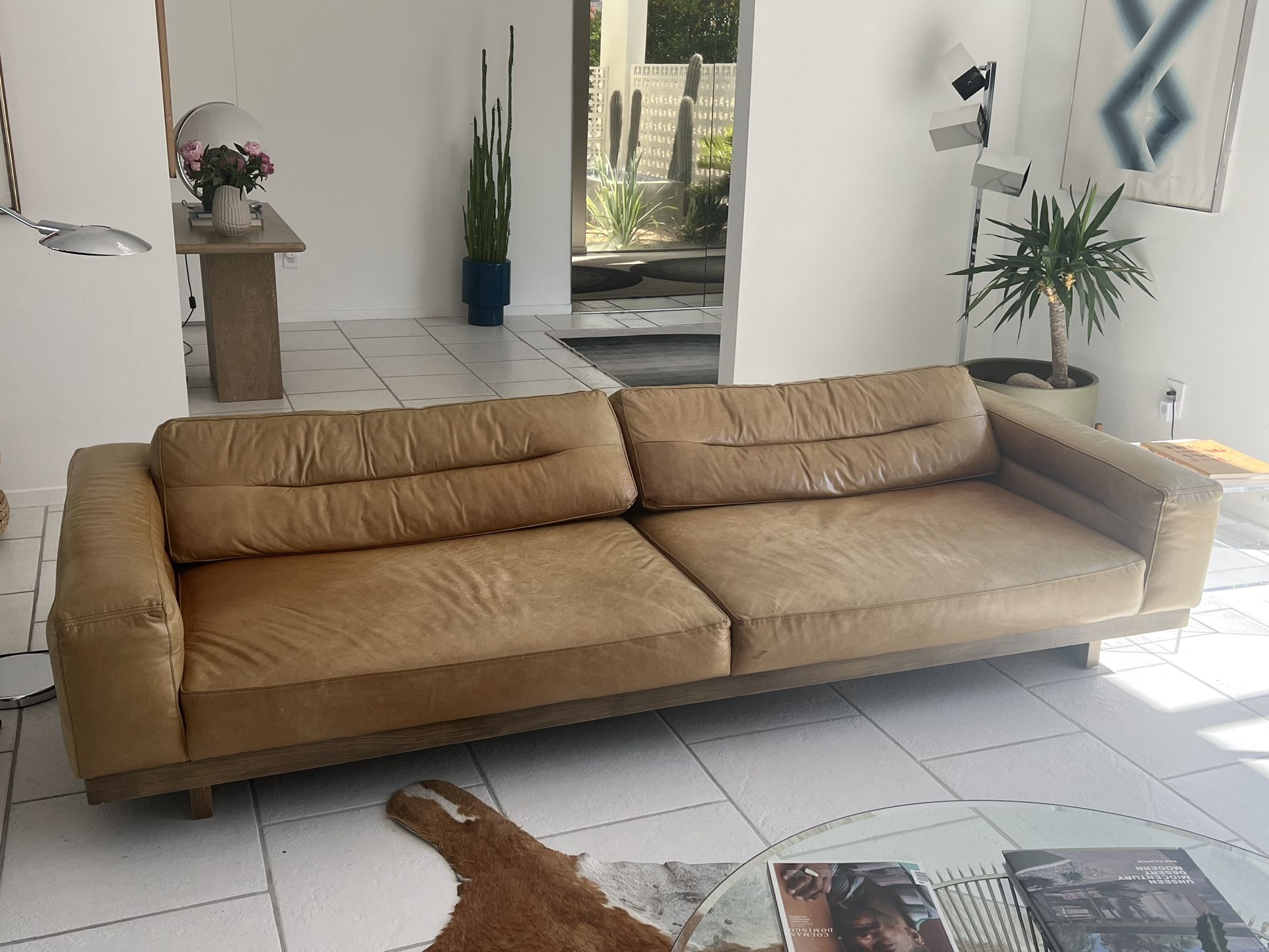 Large Tan Leather Sofa