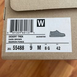 New In Box Clarks Original Desert Trek Dark Brown  9 M W Item 55488