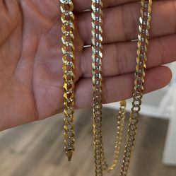 14K Gold Cuban Link Chain And Bracelet 