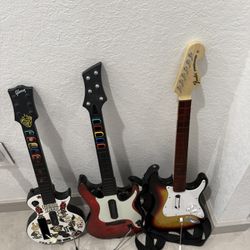 Lot of 3 Guitar Hero & Rock Band Guitars Untested As-Is