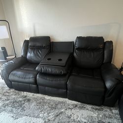 Black Leather Reclining Couches 