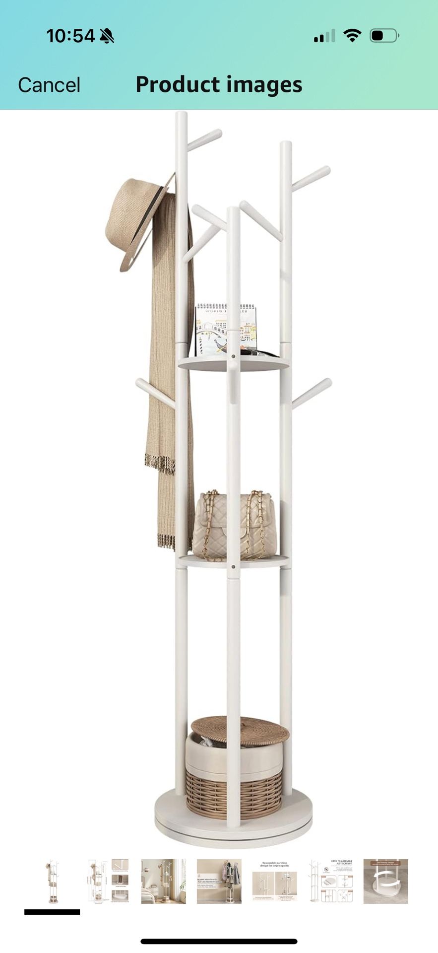 Rotary Coat Rack, Wooden Coat Rack Freestanding with 3 Shelves and 9 Hooks, Coat Tree, Sturdy and Easy Assembly Coat Rack Stand for Entryway,Hallway