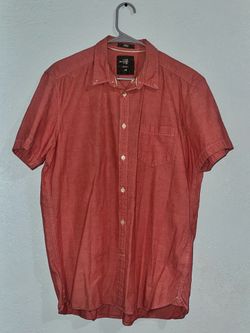 Crimson button-up shirt, short sleeve