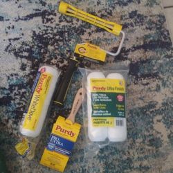 BRAND NEW PAINT ROLLERS, BRUSHES, & COVERS