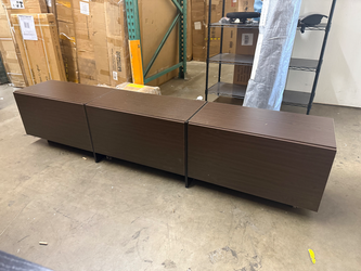 Brown and Black Wooden TV Console Table, TV Stand, Entertainment Center Fits TV's up to 75 in. with 3-Doors, 3-Shelves