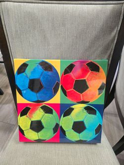 Pop Art Soccer Ball Canvas Wall Art
