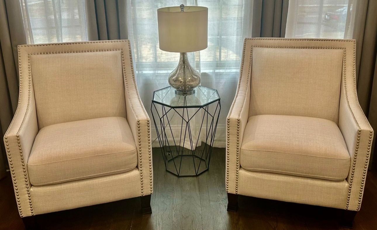 Abbyson Home Adrienne Accent Chairs In ivory/White (Set of 2), LIKE NEW