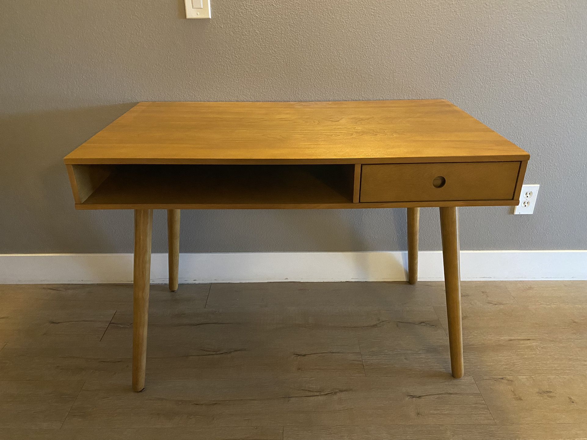 Wood Mid-Century Writing Desk with Drawer