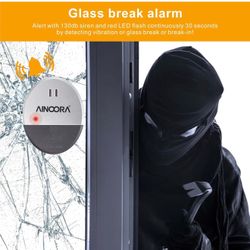Window Alarms 4 Pack, 130dB Loud Glass Break Sensor & Vibration Alarm, apartment