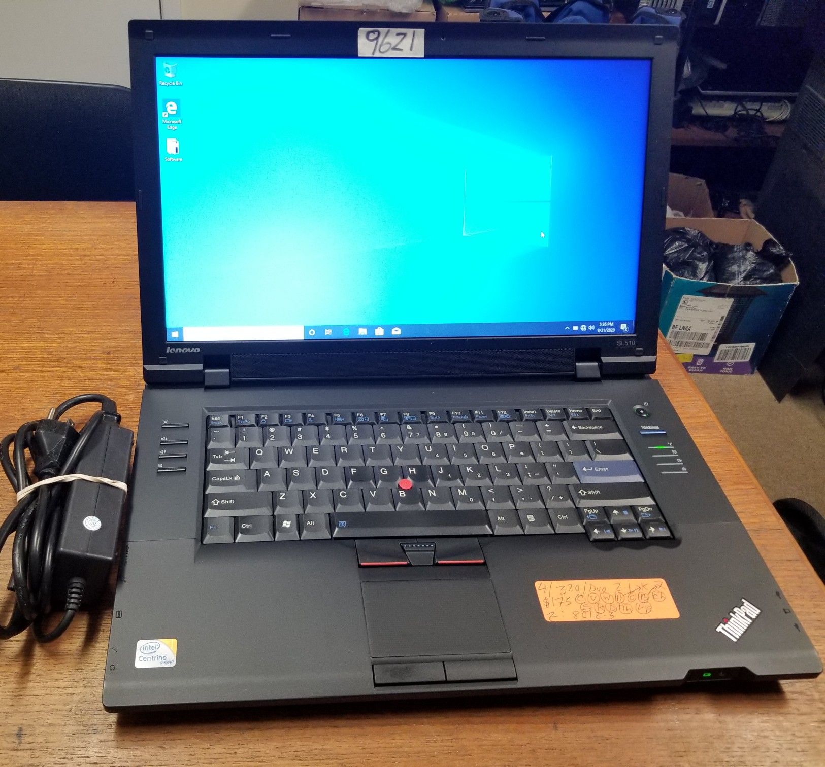 Fixed Price: Lenovo SL510, 15.6" Laptop, Core 2 Duo 4gb 320gb, Win10, Webcam HDMI