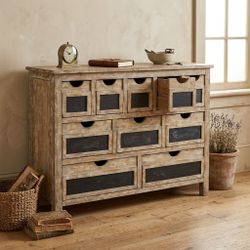 Dresser Distressed Bureau Chest of 10 Chalkboard Face Drawers