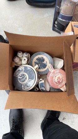 3 boxes of antique glass