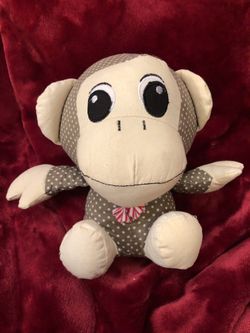 Monkey Plush Doll - very similar to Sock Monkey 🐒 8” tall and wears a bow tie!