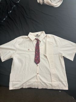Vintage button up with short tie