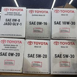 Toyota Motor OIL 0W8 0W16 0W20 5W20 5W30 10W30 6 Quarts