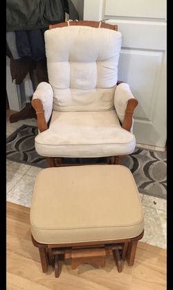 Beige Gliding Chair with Ottoman