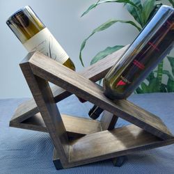 Table Top Wine Rack- 2 Bottles- Stained & Laquered