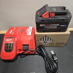 NEW Milwaukee M18 18V FORGE XC 8.0 Ah Battery Pack & Rapid Fast Charger for Hammer Drill, Saw, Impact Wrench Driver Etc.