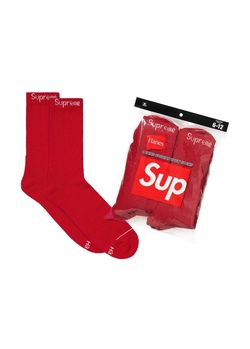 Supreme x Hanes Crew Socks 4-Pack Red