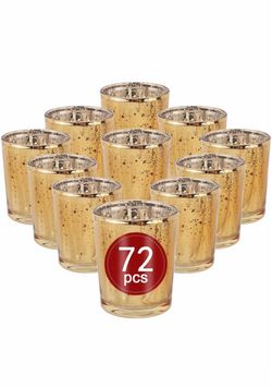 72 Gold Mercury Glass Votive Candle Holders