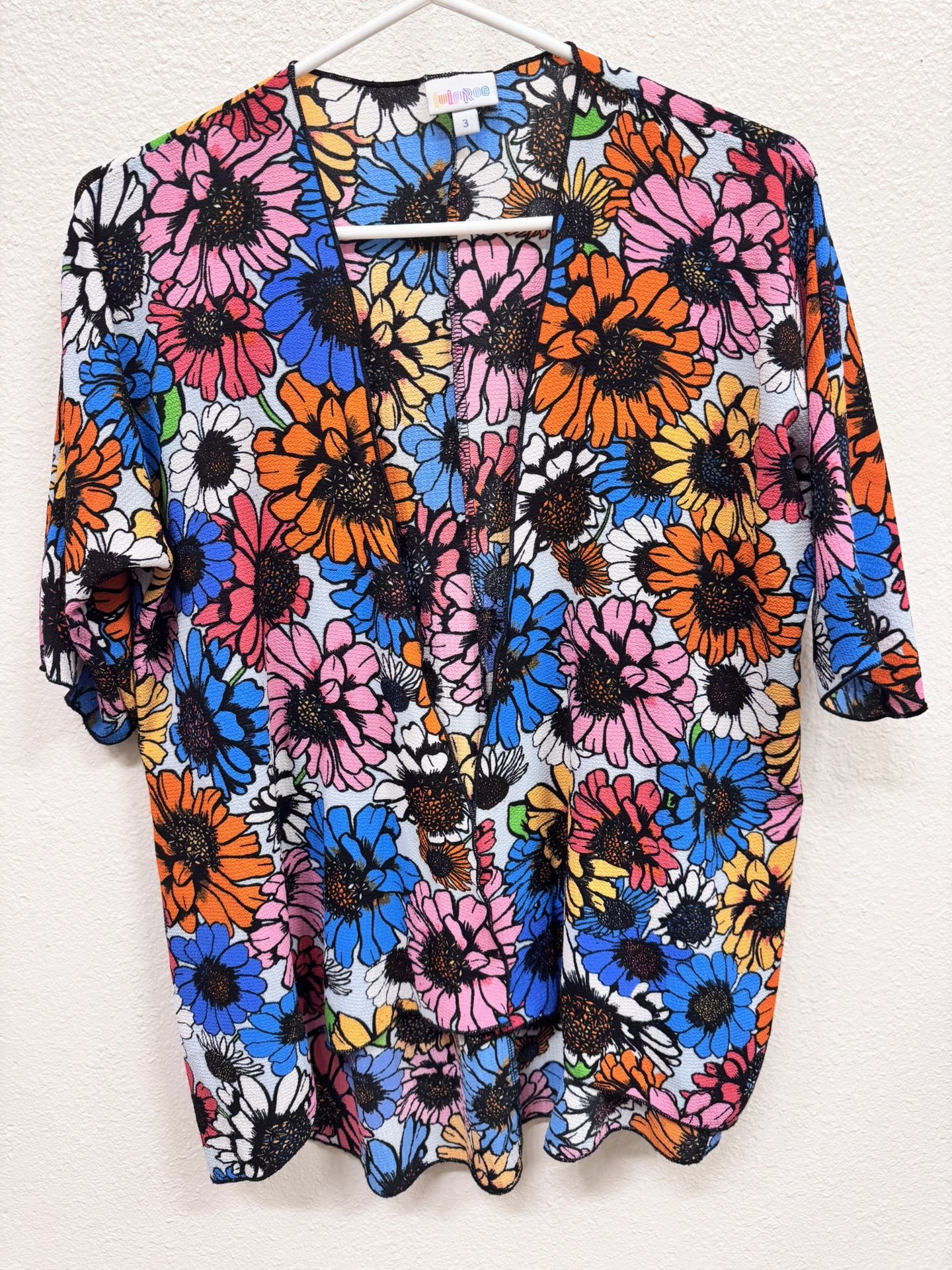 LuLaRoe Bianka Size 3 Floral Kimono Style Open Front Top