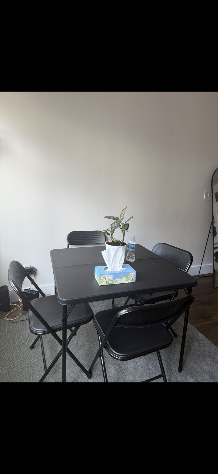 Table and four chairs