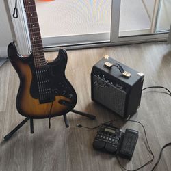 Electric Guitar Bundle with Amp and Effects Pedal