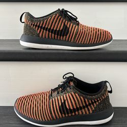 Men's Size 9 Nike Roshe 2 Flyknit Orange Black Running Shoes