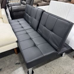  Black Futon With Cup Holder / Futón Negro Con Portavasos
