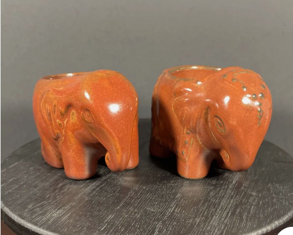 Partylite Vintage Brown Elephant Votive Tea Light Candle Holder 