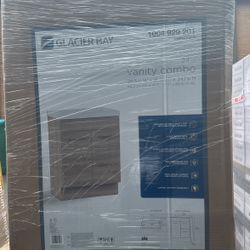 Glacier Bay Jayli 24.5 in. W x 16.75 in. D Bath Vanity in Forest Elm with Cultured Marble Vanity Top in White with White Sink