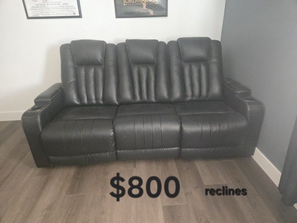 Faux leather recliner, couch.