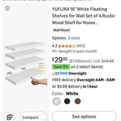 White Floating Shelves 4pk