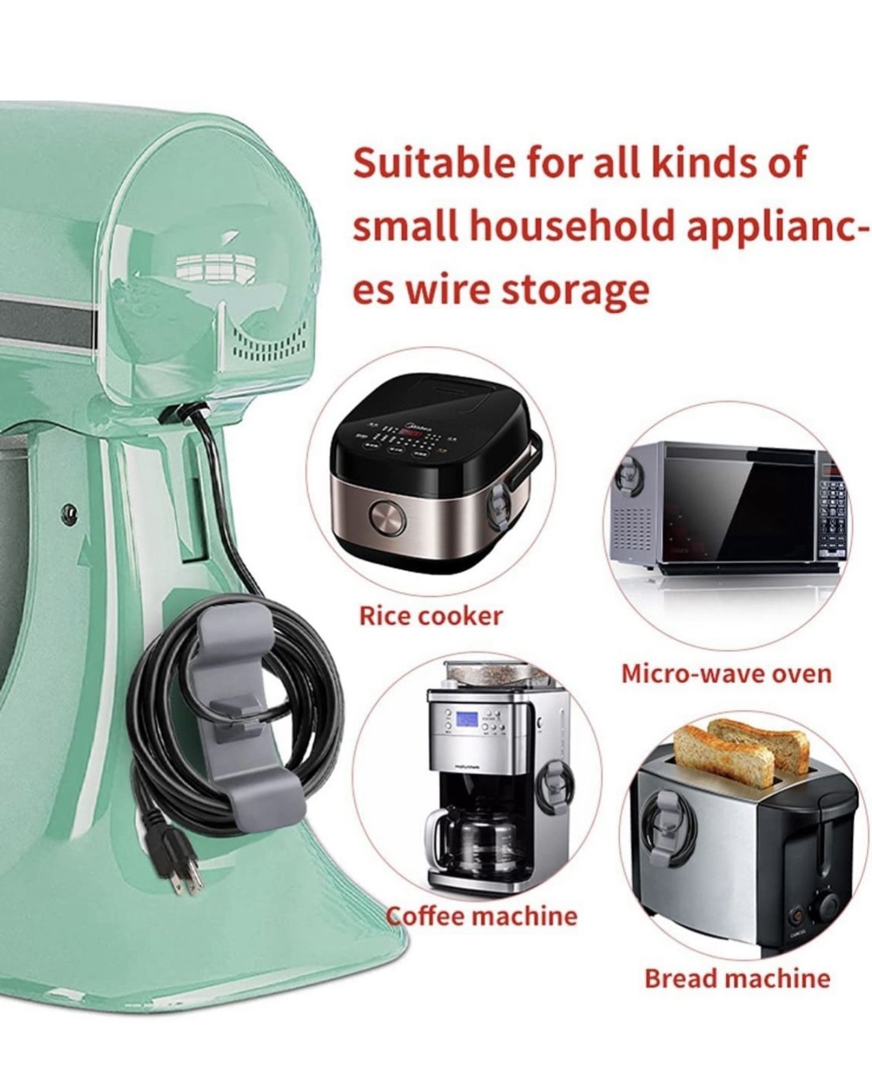  Cord Organizer for Kitchen Appliances , Cord Wrap Cords Holder 