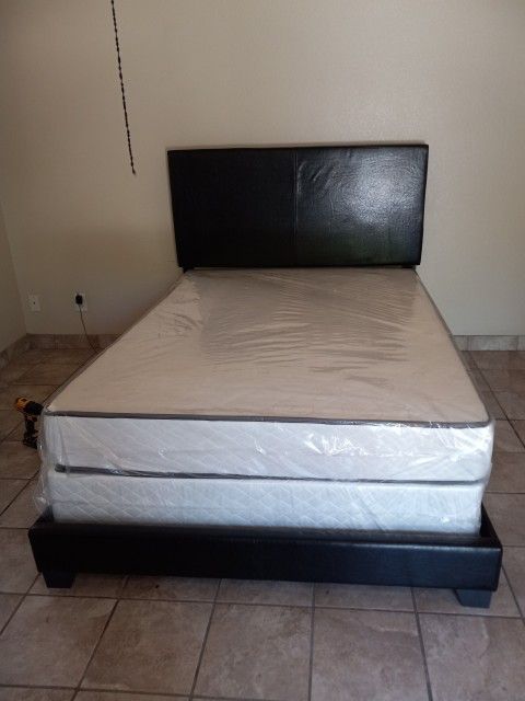 Brand New Black Queen Size Bed Frames With Mattress And Boxspring Only $489 Free Delivery Same Day Delivery