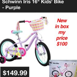 New in box Schwinn Iris 16” Bike  is a great bike for teaching your child to ride with confidence. 🚨$100 firm cash only east Palmdale