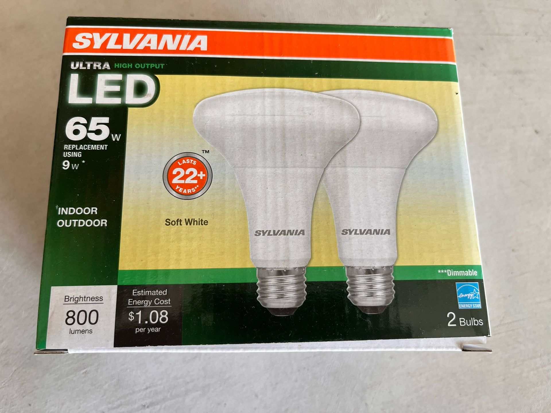 Sylvania LED 9’W (replacement for 65W) 2 Pk