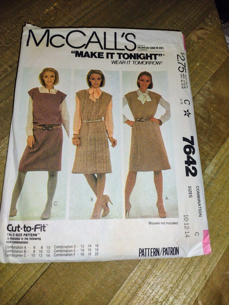 Rare Find Vintage Pattern McCall 7642
