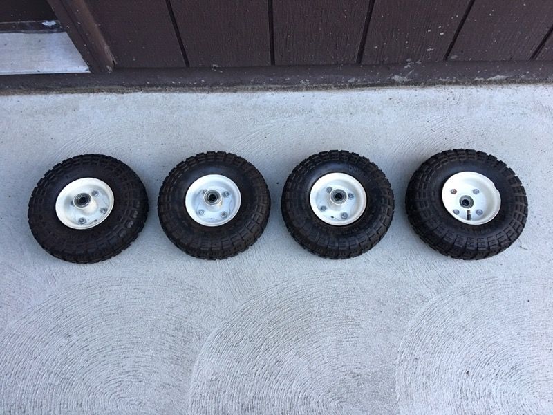 4 PNEUMATIC 10" YARD DOLLY CART WHEELS WITH TIRES