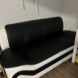 Black White Leather Sofa 