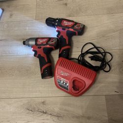 M12 Drill and Impact w/ Charger 2 Batteries