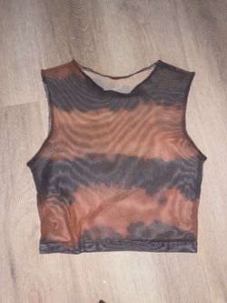 Black brown mesh medium tank top female