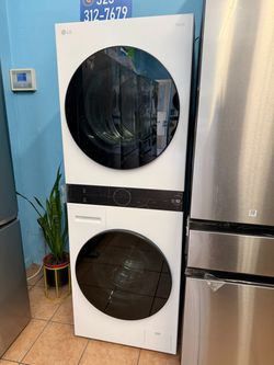 LG 2.4 cu. ft. Washer, 4.2 cu. ft. Dual Inverter Heat Pump Ventless Electric Dryer, Washtower