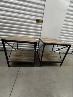 Rustic Wood & Metal Table or Night Stands