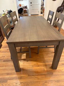 Gray Rectangular Dining Table and Chairs