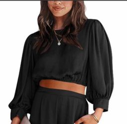 Satin Puff Sleeve Crop Top-new!