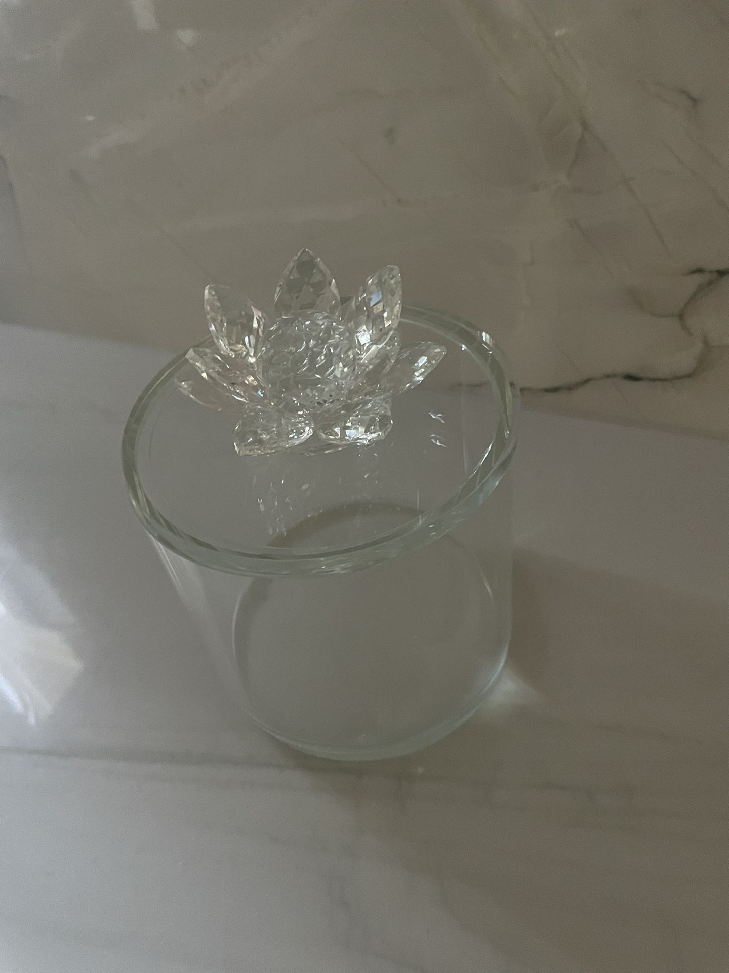 Crystal Container With Crystal Flower On Lid